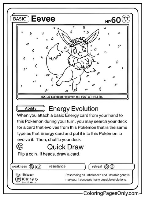 Eevee Card Coloring Page Flareon Pokemon, Pokémon Cake, Pokemon Coloring Sheets, Pikachu Coloring Page, Pokemon Cake, Pokemon Universe, Iconic Looks, Pokemon Coloring Pages, Pokemon Coloring