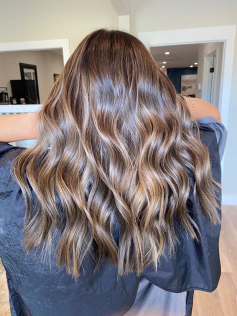 Light Brown Hair Partial Highlights, Natural Light Brown Hair With Lowlights, Soft Brown Balayage Subtle Highlights, Soft Balayage Brunette Subtle Highlights, Simple Highlights, Natural Partial Highlights Brunette, Natural Brunette Highlights Sun Kissed, Light Brunette Hair, Hair Curling Tips