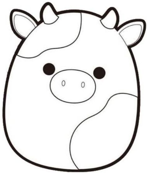 Squishmallow Drawing Template, Squishmellows Drawing, Squishy Drawing, Squishmallows Drawing, Cow Drawing Easy, Paper Squish, Paper Squishy, Name Tracing Worksheets, Cow Drawing