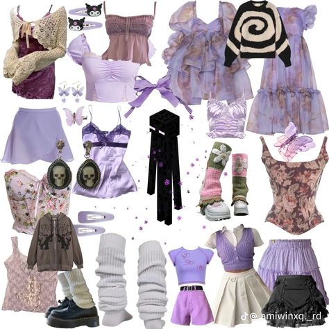 Pastel Purple Skirt Outfit, Fairycore Outfit Colorful, Pastel Green Outfit Ideas, Purple Fairy Outfit Aesthetic, Purple Fairy Costume Aesthetic, Fairycore Outfit Pastel, Purple Fairy Aesthetic Outfit, Pastel Fairy Core Outfits, Colorful Grunge Aesthetic Outfits