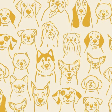 Dog Graphic Illustration, Retro Dog Illustration, Dog Art Wallpaper, Dog Pattern Illustration, Dog Illustration Simple, Pet Branding Design, Dog Illustration Design, Wallpaper Customize, Pet Prints