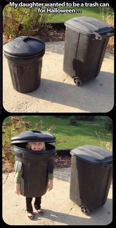 trash can! Amazing Halloween Costumes, Funny Asf, Pumpkin Carvings, Human Eye, Fantasias Halloween, Funny Halloween Costumes, Costume Halloween, Funny Pics, Funny Halloween