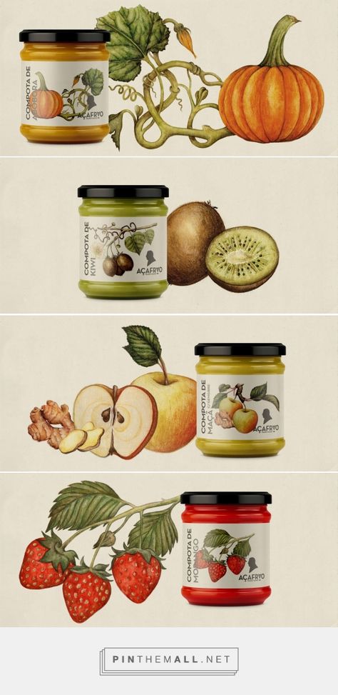 Watercolor Packaging Design, Watercolor Packaging, Jam Packaging, Jam Label, Tea Packaging Design, Wine Logo, Labels Design, Jar Packaging, Food Illustration Art