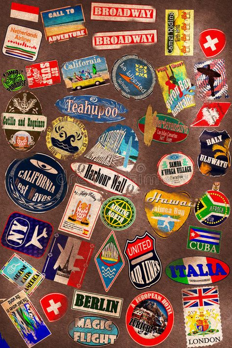 Travel stickers. On the leather texture , #sponsored, #stickers, #Travel, #texture, #leather #ad Travel Stickers Printable, Travel Printables, Ed Design, Luggage Stickers, Vintage Suitcases, Luggage Labels, Free Shapes, Vintage Luggage, Travel Stickers