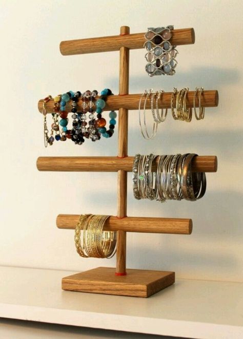 ♡ Diy Jewelry Holder Wall, Jewelry Holder Wall, Jewelry Holder Stand, Jewerly Organizer, Jewerly Displays, Bracelet Stand, Bracelet Holders, Diy Jewelry Display, Diy Jewelry Holder