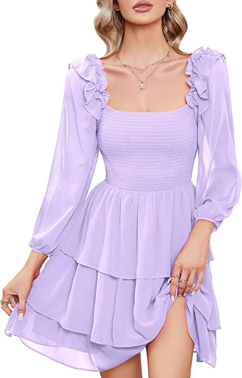 Purple Smocked Dress For Spring, Spring Purple Smocked Dress, Purple Casual Smocked Dress With Smocked Back, Casual Purple Smocked Dress With Smocked Back, Casual Purple Smocked Dress For Spring, Purple Casual Smocked Dress, Casual Purple Smocked Dress, Purple Smocked Summer Dress With Ruffles, Dress Cake