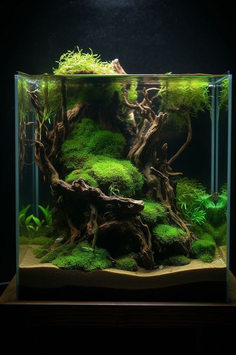 Fish Aquarium Decorations, Fish Tank Themes, Fish Tank Terrarium, Cool Fish Tanks, Aquascape Design, Fish Tank Design, Fresh Water Fish Tank, Nano Aquarium, Shrimp Tank