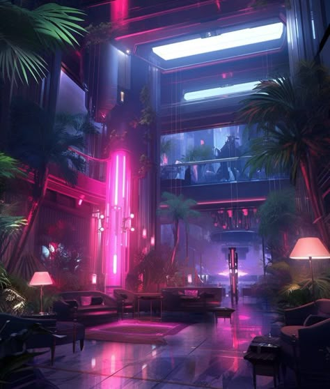 Cafes – Neon Noir Aesthetics Cyberpunk Hotel, Cyberpunk Room Interiors, Cyberpunk Interior Design, Cyberpunk House, Futuristic Apartment, Cyberpunk Apartment, Cyberpunk Interior, Cyberpunk Room, Neon Cyberpunk