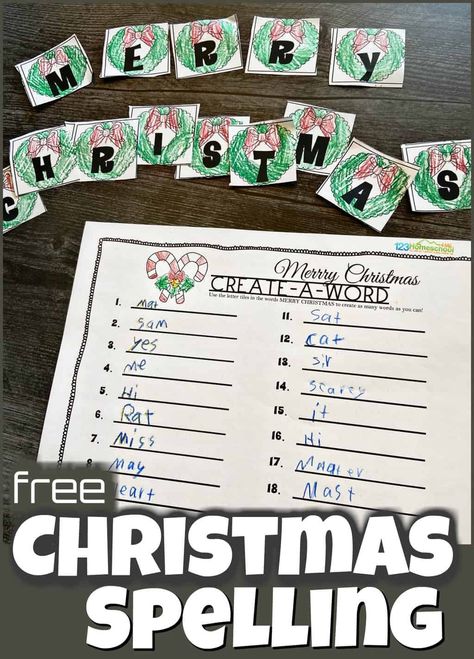 Consonant Blends Games, Books For 1st Graders, Spelling Test Template, Christmas Learning Activities, Christmas Worksheet, Christmas Learning, Blends Activities, Rhyming Activities, Spelling Worksheets