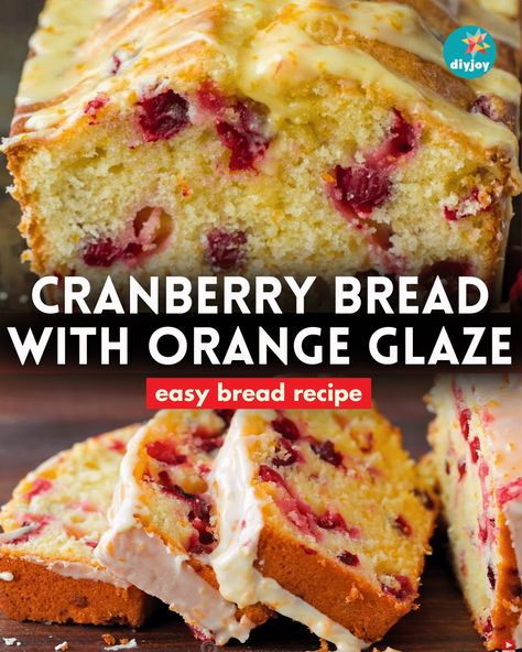 Cranberry Bread with Orange Glaze Cranberry Bread With Orange Glaze Natashas Kitchen, Orange Dried Cranberry Bread, Orange And Cranberry Bread, Ocean Spray Cranberry Bread, Orange Cranberry Bread Recipes, Cranberry Orange Bread With Simple Glaze, Cranberry Bread With Fresh Cranberries, Cranberry Bread Recipes Easy, Cranberry Bread With Orange Glaze