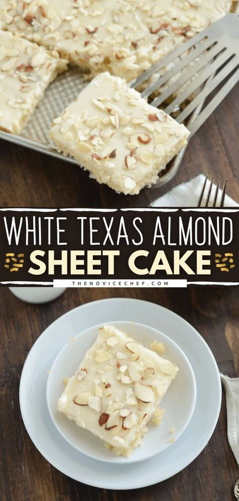 Almond Sheet Cake Recipe, Best Creamed Spinach, Almond Sheet Cake, White Texas Sheet Cake, Vanilla Sheet Cakes, Texas Sheet Cake Recipe, Holiday Side Dish, Texas Sheet, Almond Cake Recipe