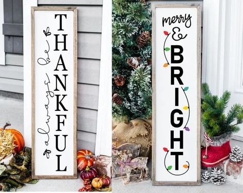 Fall Porch Sign | Reversible Fall Christmas Porch Sign | Fall Decor for Front Porch | Front Porch Leaner Merry Christmas Porch Leaner, Tall Christmas Porch Signs, Christmas Signs Wood Front Porches Overstock, Christmas Signs Wood Front Porches, Vertical Christmas Signs Wood, Christmas Porch Signs Overstock, Christmas Crafts Diy Projects, Porch Styles, Fall Decor Diy Crafts