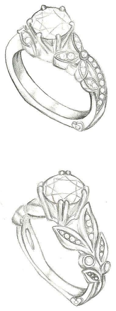 Mark Schneider Design - Customized floral engagement ring sketches Carcase Iphone, Ring Sketch, Jewel Drawing, Jewelry Rendering, Art Jewelry Design, Jewellery Design Sketches, Jewerly Designs, Floral Engagement Ring, Jewelry Design Drawing