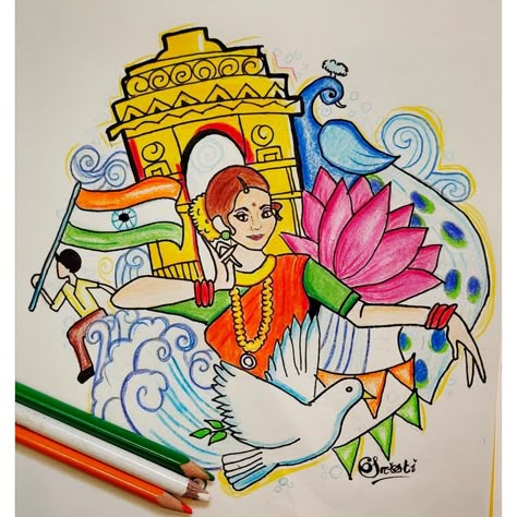 Independent Day Drawing Ideas, Independence Day Drawing Competition, Drawing Stationary, Jagannatha Beautiful Images, Ganpati Art, Boarders Designs, Bord Design, Diy Wall Hanging Crafts, Designs For Projects