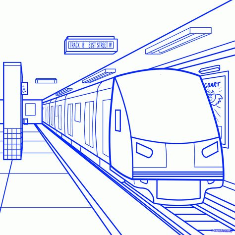 How To Draw Train, Drawing Of Train, Transportation Drawing, Subway Drawing, People On The Subway, Easy Mermaid Drawing, Manga Backgrounds, Train Sketch, Drawings Of People