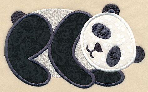 Sleepy Panda (Applique) design (Y4507) from www.Emblibrary.com Panda Applique, Sleepy Panda, Sleeping Panda, Machine Embroidery Applique, Machine Applique, Embroidery Library, Applique Designs, Baby Bibs, Bibs