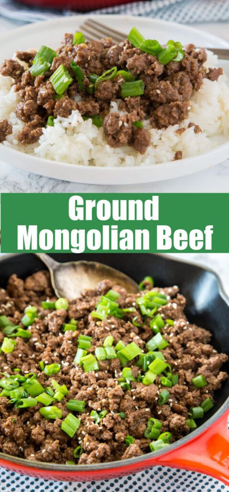 Ground Mongolian Beef Recipe - a budget friendly twist on classic Mongolian beef. All the great taste in a cheap and easy dinner you can have ready in minutes! Easy Mongolian Beef, Mongolian Beef Recipe, Hamburger Dishes, Mongolian Beef Recipes, Healthy Ground Beef, Asian Beef, Mongolian Beef, Dinner With Ground Beef, Beef Recipe