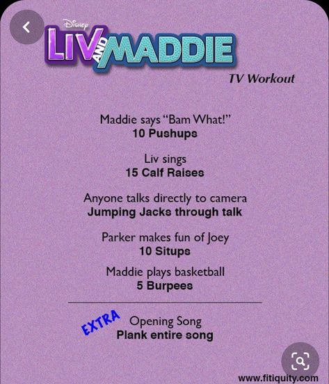 Tv Workout, Disney Workout, Tv Show Workouts, Movie Workouts, Tv Workouts, Summer Body Workout Plan, Cheer Workouts, Liv And Maddie, Workouts For Teens