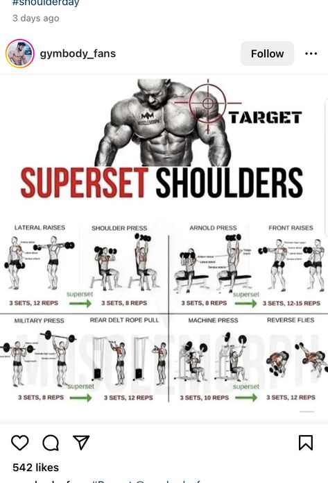 Shoulder Day Workout, Shoulder Workout Routine, Traps Workout, Best Shoulder Workout, Workout Gym Routine, Gym Workout Guide, Workout Program Gym, Workouts Gym, Gym Workout Planner