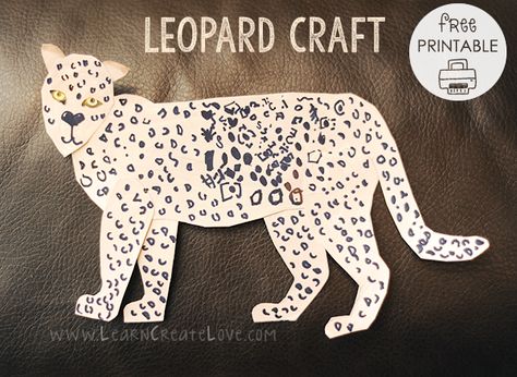 Leopard Printable Craft | LearnCreateLove.com Easy Animal Crafts, Cheetah Crafts, Leopard Craft, Forest Animal Crafts, Arctic Animals Crafts, Zoo Crafts, Savanna Animals, Zoo Animal Crafts, Ocean Animal Crafts