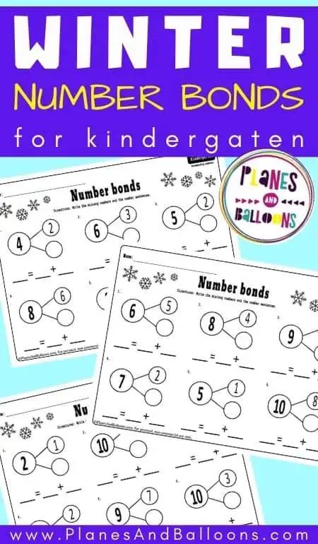 FREE Number Bonds Kindergarten Worksheets - Planes & Balloons Decomposing Numbers Kindergarten Free, Decomposing Numbers Kindergarten, Number Bonds Kindergarten, Composing Numbers, Number Bonds Worksheets, Winter Worksheets, Number Bonds To 10, Tutoring Ideas, Kinder Worksheets