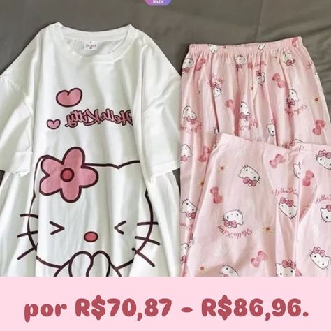 Pijamas Sanrio! COMENTE "HELLO" E VOU ENVIAR OS LINKS 🤍 No destaque ( casa ) 🤍 No story • • • Hashtag | #explore #insta #tiktok #shopee #shopeebrasil #foryou #produtos #mini #barato #hellokitty #pijama Hello Kitty Pajamas, Kawaii Pajamas, Anime Sanrio, Top Manga, Loose Top, Fashionista Clothes, Loose Shorts, Loose Tops, Long Pants