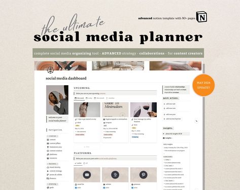 social media content calendar notion template, content planner influencers content creators, social media planner, tiktok youtube planner Calendar Notion Template, Influencer Planner, Tiktok Planner, Youtube Planner, Social Media Organization, Planner Content, Planner Youtube, Social Media Content Planner, Notion Planner