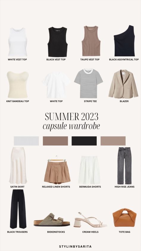 Summer Summer Wardrobe Capsule, Capsule Wardrobe For Summer, Capsule Wardrobe 2023, Minimalist Wardrobe Capsule, Capsule Wardrobe Casual, Capsule Wardrobe Women, Classic Capsule Wardrobe, Capsule Wardrobe Essentials, Capsule Wardrobe Outfits