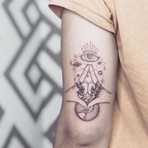 47 Gorgeous And Meaningful Spiritual Tattoo Ideas - Mindful Zen Third Eye Tattoos, Karma Tattoo, Hippie Tattoo, Yoga Tattoos, Inspiration Tattoos, Geniale Tattoos, Spiritual Tattoos, Sternum Tattoo, Best Sleeve Tattoos