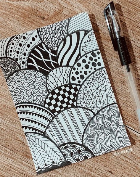 Zaxrafa Art, Zendoodle Art Simple, Zentangle Patterns Easy Simple, Zentagle Drawing Ideas, Zentagle Drawing, Pen Art Doodle, Doddle Art, Zen Doodle Patterns, Easy Mandala Drawing