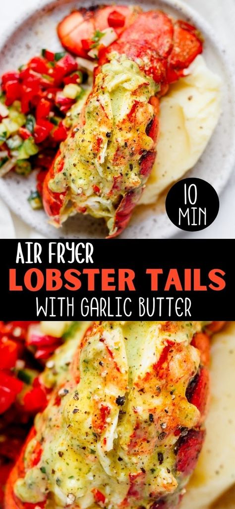 Air Fryer Lobster Tails, Air Fryer Lobster, Easy Lobster Tail Recipe, Cooking Lobster, Cooking Lobster Tails, Air Fryer Recipes Snacks, Lobster Dishes, Lobster Recipes Tail, Air Fryer Fish