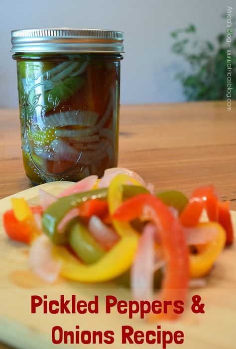 Pickled Peppers & Onions Recipe - display Canning Bell Peppers, Recipe Display, Canning Pickles Recipe, Pickle Onions Recipe, Canning Peppers, Pickle Seasoning, Pickle Recipes Homemade, Ball Canning, Pickled Peppers