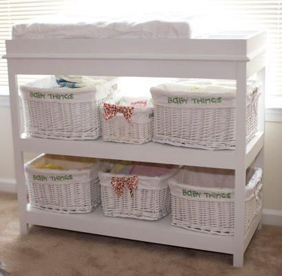 This simple changing table features, basically a bookcase with a removeable topper, enabling you to convert back to a changing table. Features two large shelves and a divided topper, perfect for a changing pad and keeping baby necessities at hand. Diy Baby Changing Table, White Changing Table, Diy Changing Table, Bookcase Plans, Baby Nursery Diy, Baby Changing Table, Baby Changing Tables, Diy Baby Furniture, Diy Nursery