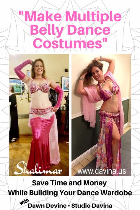 Do you make your own Belly Dance Costumes?  Build your wardrobe quickly by making Multiple Belly Dance Costumes out of the same set of materials! DIY two or more different, yet coordinating, mix-and-match costumes.  #bellydance #belly dance #costume Fitted Skirt For Belly Dance, Belly Dance Costumes Diy, Belly Dance Fitted Skirt For Costume Party, Belly Dance Stretch Skirt For Festivals, Dance Diy, Belly Dancer Hip Scarf, Build Your Wardrobe, Belly Dance Bra, Dance Bras