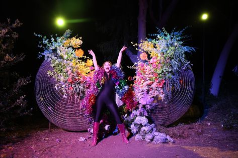 Taking over South Coast Botanic Garden near Los Angeles in 2021, the public ticketed experience let guests explore six different areas, each featuring a different photo op-friendly art installation that was inspired by a specific disco song, as well as a live actor interacting with guests. In one fun spot, a giant disco ball was split open and filled with lush florals. Photo: Getty Images for Constellation Immersive Catering Design, Disco Decorations, Retro Arcade Games, Party Styling, Disco Glam, Halloween Ball, Boogie Nights, Event Centerpiece, Retro Arcade