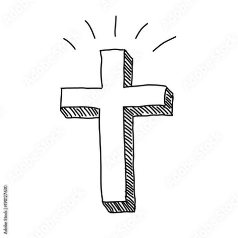 Stock Image: Christian Cross Doodle Cross Drawing Christian, Easy Christian Drawings, Christian Doodle Art, Christian Doodles Simple, Bible Drawings Easy, Christian Drawings Easy, Cross Doodle, Cross Sketch, Bible Doodles