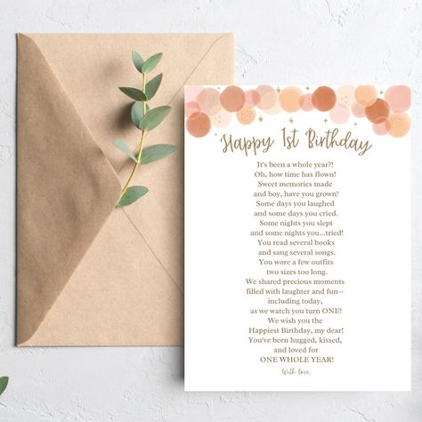 First Birthday Poem, 1st Birthday Poem, 1st Birthday Message, Birthday Poem, First Birthday Card, Baby Birthday Card, Birthday Card Messages, First Birthday Cards, Birthday Poems