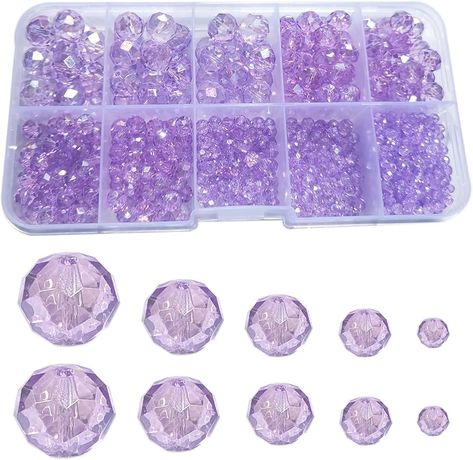 Amazon.com: Gocelyn Crystal Glass Faceted Beads of AB Color (Purple), Rondelle AB Crystal Beads Assorted Supplies Spacer Loose Beads for Jewelry Making Findings Bracelets Pendants (2mm, 4mm, 6mm, 8mm, 10mm) Parts Of A Flower, Clear Beads, Stationary School, Wedding Props, Bride Flowers, Bracelets Diy, Jewelry Making Project, Beaded Curtains, Necklace Craft