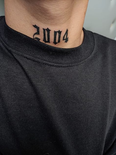 🕷🕸 2002 Neck Tattoo, Made In 2004 Tattoo, 2004 Tattoo Ideas, 2004 Tattoo, 2024 Tattoo, Neck Tattoo, Tattoo Quotes, Tatting, Tattoo Ideas