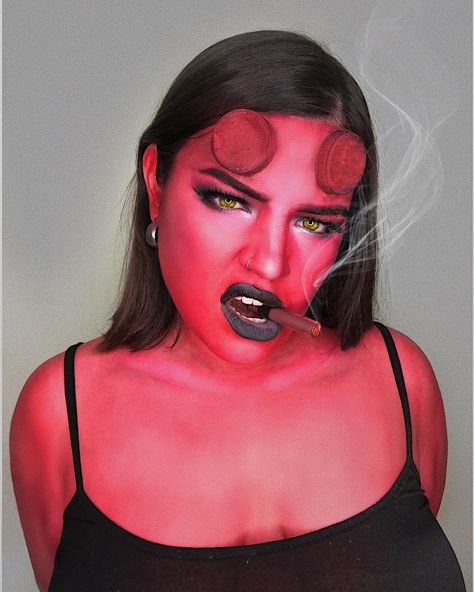 Hellboy makeup look, Halloween makeup look, artistic makeup Look Halloween, Halloween Makeup Look, Face Painting For Boys, Hell Boy, Boy Face, Inspired By, Halloween Makeup Looks, Brain Dump, Halloween Masks