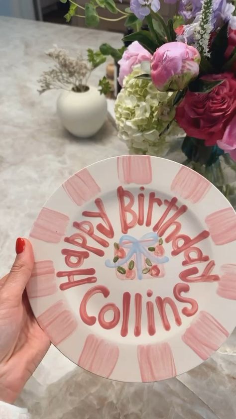 Girls Birthday Plate // Floral … curated on LTK Special Day Plate, Birthday Plate Girl, Birthday Plate Ideas Girl, Birthday Pottery Plate, Pottery Birthday Plate, Kids Birthday Plate, Baby Birthday Plate, First Birthday Plate, Painted Birthday Plate