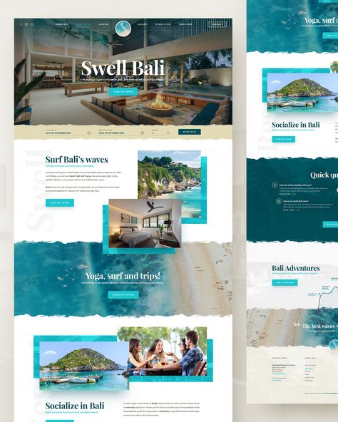 Resort Website, Website Branding Design, Hotel Website Design, Simple Website Design, Medical Website Design, Travel Website Design, Bali Surf, Hotel And Resort, Webdesign Inspiration