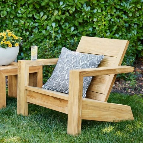 Larnaca Outdoor Teak Deck Chair | Patio Furniture | Williams Sonoma Patio Furniture Wood, Age With Grace, Teak Deck, Furniture Wood, Hamptons House, Deck Ideas, Teak Outdoor, Deck Chairs, Adirondack Chairs