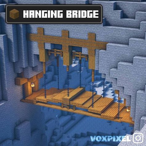 Hanging Bridge, Minecraft Building Guide, Case Minecraft, Rumah Minecraft Sederhana, Minecraft Structures, Minecraft Interior Design, Bangunan Minecraft, Minecraft House Plans, Minecraft Farm