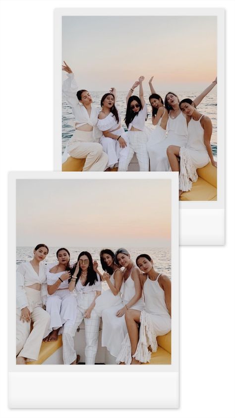 Bachelorette Party Yacht, Bachelorette Outfit Themes, Yacht Party Outfit, White Beach Outfit, Cruise Bachelorette Party, Boat Photoshoot, Bridal Party Attire, Party Photoshoot, Bridal Bachelorette Party