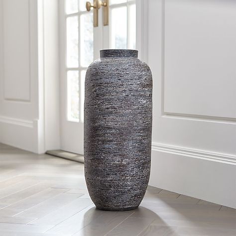 Hewett Tall Ceramic Floor Vase + Reviews | Crate and Barrel Large Floor Vases Decor Ideas, Floor Vase Decor, Large Floor Vase, Vases Decor Ideas, Tall Floor Vases, Faux Branches, Brown Floor, Floor Vases, Grey Floor