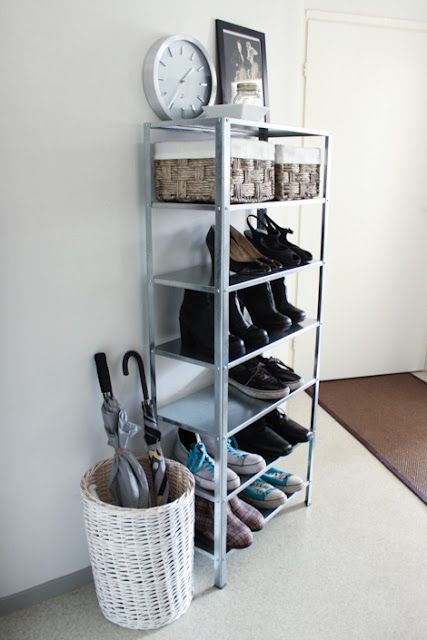 Ikea Hyllis Shoe Storage #closet Hyllis Ikea, Ikea Hyllis, Ikea Shoe Storage, Shoe Storage Hacks, Shoe Storage Small Space, Ikea Shoe, Shoes Organizer, Cheap Storage, Entryway Shoe Storage