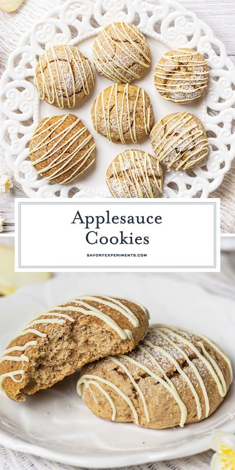 These soft and moist Applesauce Cookies are perfect as a sweet snack. They're also healthier than full-sugar cookies, so eat up! What Can I Make With Applesauce, Recipes Using Applesauce Baking, Healthy Recipes With Applesauce, Applesauce Cookies Healthy, What To Make With Applesauce, Cookies Made With Applesauce, Recipes Using Applesauce, Applesauce Baking, Recipes With Applesauce