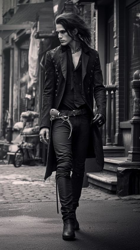 Goth man created with AI by Amanda Church Dhampir Paladin, Goth Guy Outfits, Masculine Goth, Gothic Outfit Ideas, Goth Mens Fashion, Goth Outfits Men, Gothic Fashion Men, Summer Goth Outfits, Goth Male