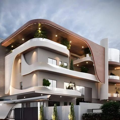 Modern House Elevation Architecture, 3 Storey House Design Modern Architecture, Elevation Architecture, House Design Inspiration, Exterior Elevation, 3 Storey House Design, Architecture Facade, 3d Elevation, House Outer Design